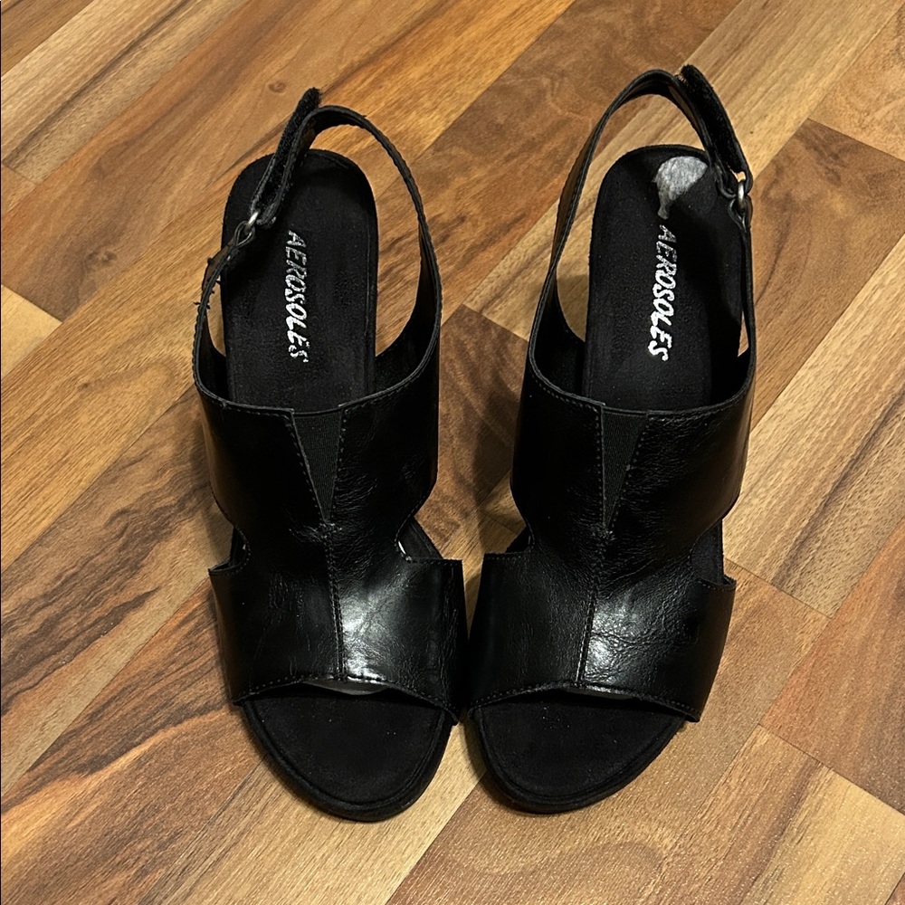 AEROSOLES Elegant Black Open-Toe Sandals